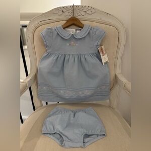 🦢 24 Mth VINTAGE Linen & Cotton Embroidered “Sweet Daisy” Baby Dress NWT